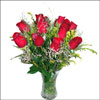 Crystal vase with 12 Red Rose Buds - Click here to View more details about this Product