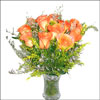 12 Orange  roses arranged in a   Crystal vase - Click here to View more details about this Product