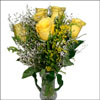 Yellow long stemmed roses in a  Crystal vase. - Click here to View more details about this Product