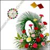 LAILA SILVER Plated RAKHI (JR-18)(single Rakhi) with Mixed Carnations - Click here to View more details about this Product