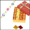Blue and Pink Crystal Pearl Rakhi + 500gms Assorted Sweets - Click here to View more details about this Product