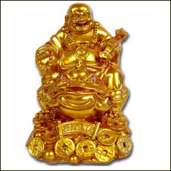 Click Here For Zoom View - Golden Laughing Buddha code1105