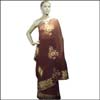 Brown color 60gms Georgete Embroidery Saree (ACS-26) - Click here to View more details about this Product