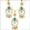 Multi colored semi precious silver plated set - Click here to View more details about this Product