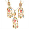 Multi colored semi precious silver plated set - Click here to View more details about this Product