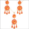 Orange colored semi precious silver plated set - Click here to View more details about this Product