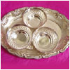 Oval Shape Plate with 3 bowls - Silver - Click here to View more details about this Product