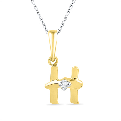 "18kt Gold Alphabet H Diamond Pendent   - PF015229 - Click here to View more details about this Product