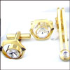 Cufflinks Set & Tie Pin (Rhodium Plated ) - Click here to View more details about this Product