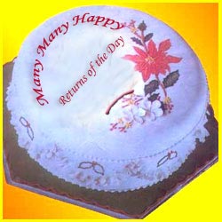 Click Here For Bigger Zoom - Floral Delight - Fresh Cream Cake