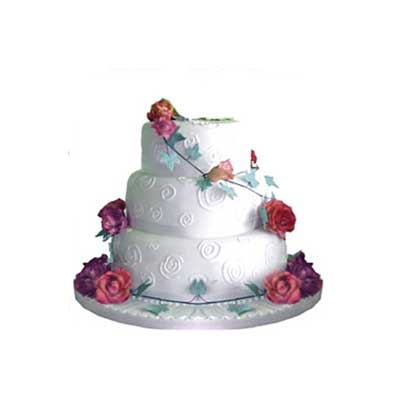 "Romantic Raptures - 5 kgs Fresh Cream Cake (3 Tier) - Click here to View more details about this Product