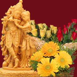 "RadhaKrishna n Flower arrangement-001 - Click here to View more details about this Product