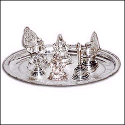 "Pooja Set  - Silver (wt 375gms approx) - Click here to View more details about this Product