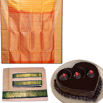"Pure Venkatagiri Seiko Saree - Kalaneta yellow color HSNM-52 - Click here to View more details about this Product