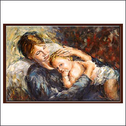 "Mother N child portrait Oil Painting - Click here to View more details about this Product
