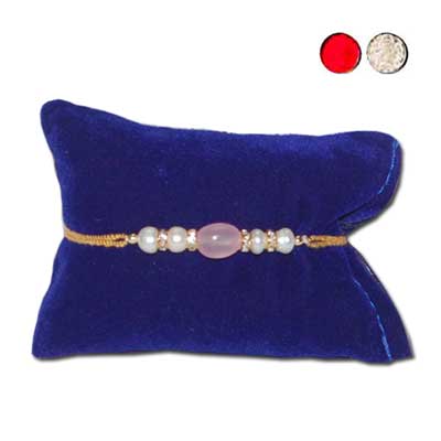 "Floral Pearl Rakhi - JPJUN-23-035-code-036(Single Rakhi) - Click here to View more details about this Product