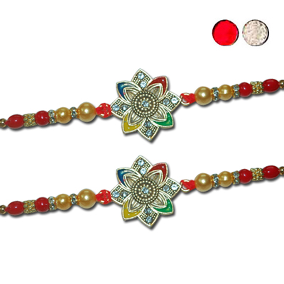 "Designer Fancy Rakhi - FR- 8160 A - Code 074 (2 RAKHIS) - Click here to View more details about this Product
