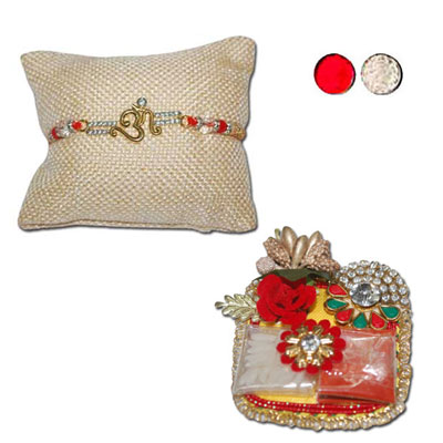 "AMERICAN DIAMOND (AD) RAKHIS -AD 4520 A- CODE-001 (Single Rakhi) - Click here to View more details about this Product