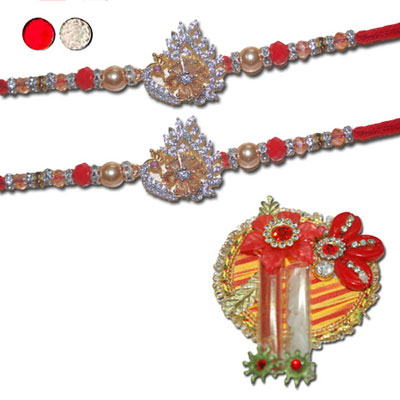 "AMERICAN DIAMOND (AD) RAKHIS -AD 4120 A- CODE-005 (2 Rakhis) - Click here to View more details about this Product