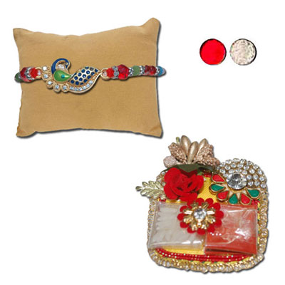 "AMERICAN DIAMOND (AD) RAKHIS -AD 4330 A- CODE-002 (Single Rakhi) - Click here to View more details about this Product