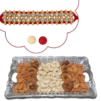 "Rakhi - SR-9100 -288(Single Rakhi), Dryfruit Thali - RD100 - Click here to View more details about this Product