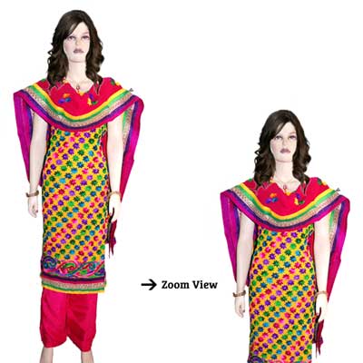 "Mustard Yellow with Red color combination Dress material - MDR -10 - Click here to View more details about this Product