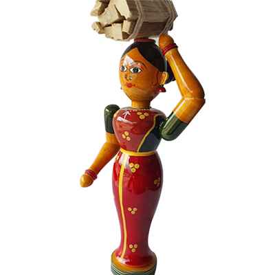 "Etikoppaka Wooden Woman with Load of wooden sticks Code-A-42 - Click here to View more details about this Product