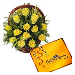 "Yellow Roses with chocolates - Click here to View more details about this Product