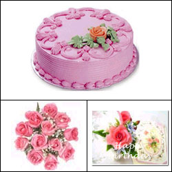 "Cake n Flowers - Pink  Combo - Click here to View more details about this Product