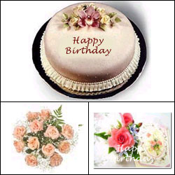 "Cake n Flowers - Peach  Colour  Combo - Click here to View more details about this Product