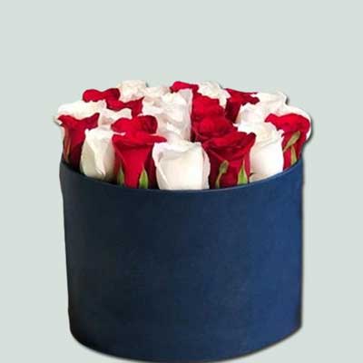 "30 Red N White Roses Flower box - code BF26 - Click here to View more details about this Product