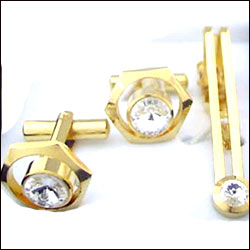 "Cufflinks Set and Tie Pin (Rhodium Plated ) - Click here to View more details about this Product