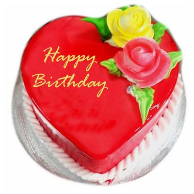 "Heart shape Strawberry Gel Cake -1 kg - Click here to View more details about this Product